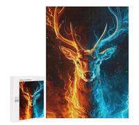 500 PCS Teenager Pieces Jigsaw Puzzle Fire & Ice Deer Art Print Jigsaw Puzzles for Teenagers But Fun And Humorous Help The Brain Exercise Family Fun & Game Night 500 PCS