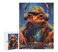 500 PCS Teenager Puzzles Frog DJ Music Party Jigsaw Puzzles for Teenagers Difficult Hard Every Piece Is Unique - Birthday Present, Gifts, 500 PCS