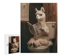 500 PCS Teenager Puzzles Llama Reading Newspaper on Toilet-2 Jigsaw Puzzles for Teenagers Difficult Hard Every Piece Is Unique - Birthday Present, Gifts, 500 PCS
