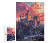 500 PCS Teenager Puzzles Medieval Castle Sunset-2 Jigsaw Puzzles for Teenagers Difficult Hard Every Piece Is Unique - Birthday Present, Gifts, 500 PCS