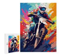 500 PCS Teenager Puzzles Motocross Rider in Action Jigsaw Puzzles for Teenagers Difficult Hard Every Piece Is Unique - Birthday Present, Gifts, 500 PCS