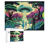 500 PCS Teenagers Pieces Jigsaw Puzzle Alien Encounter in A Fantasy Forest -2 Puzzle for Adults Toy Wall Decor Perfect Decoration Challenging To Complete 500 PCS