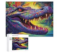 500 PCS Teenagers Pieces Jigsaw Puzzle Colorful Crocodile in Lush Jungle -1 Puzzle for Adults Toy Wall Decor Perfect Decoration Challenging To Complete 500 PCS