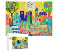 500 PCS Teenagers Pieces Jigsaw Puzzle Colorful Village A Whimsical Artwork Puzzle for Adults Toy Wall Decor Perfect Decoration Challenging To Complete 500 PCS