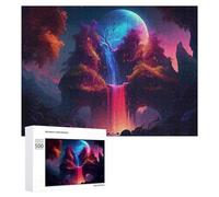 500 PCS Teenagers Pieces Jigsaw Puzzle Enchanted Forest with Rainbow Waterfall Puzzle for Adults Toy Wall Decor Perfect Decoration Challenging To Complete 500 PCS