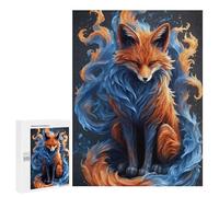 500 PCS Teenagers Pieces Jigsaw Puzzle Flame And Ice Fox Artwork Puzzle for Adults Toy Wall Decor Perfect Decoration Challenging To Complete 500 PCS