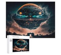 500 PCS Teenagers Pieces Jigsaw Puzzle Floating Alien Spaceship City Puzzle for Adults Toy Wall Decor Perfect Decoration Challenging To Complete 500 PCS