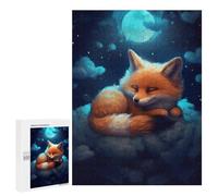 500 PCS Teenagers Pieces Jigsaw Puzzle Fox Dreams Under The Moonlight Puzzle for Adults Toy Wall Decor Perfect Decoration Challenging To Complete 500 PCS