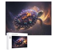 500 PCS Teenagers Pieces Jigsaw Puzzle Galactic Turtle Cosmic Artwork Puzzle for Adults Toy Wall Decor Perfect Decoration Challenging To Complete 500 PCS