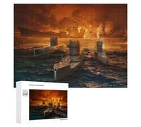 500 PCS Teenagers Pieces Jigsaw Puzzle German Submarines Adult Jigsaw Puzzle Brain Teaser Game Hand Speed Race Challenging To Complete 500 PCS