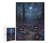 500 PCS Teenagers Pieces Jigsaw Puzzle Halloween Night Pumpkin Patch Teenagers Puzzles Toy Wall Decor Presents for Women Gifts for Friends And Family 500 PCS