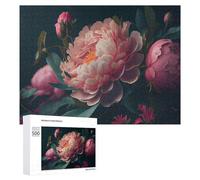 500 PCS Teenagers Pieces Jigsaw Puzzle Peony Bloom Floral Artwork Puzzle for Adults Toy Wall Decor Perfect Decoration Challenging To Complete 500 PCS