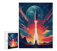 500 PCS Teenagers Pieces Jigsaw Puzzle Space Rocket Blast Off Teenagers Puzzles Toy Wall Decor Presents for Women Gifts for Friends And Family 500 PCS