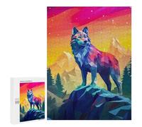 500 PCS Teenagers Pieces Jigsaw Puzzle Wolf Stand in Mountains Puzzles for Adults Family Game Stress Reliever Challenging To Complete 500 PCS
