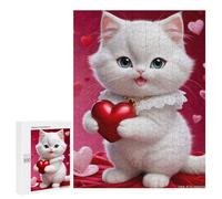 500 PCS Teenagers Puzzles Adorable Valentine's Day Kitten Adult Jigsaw Puzzle Hands-on Game Difficult Challenge for Is Ideal As A Gift 500 PCS