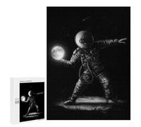 500 PCS Teenagers Puzzles Astronaut Holding Moon T-Shirt Adult Jigsaw Puzzle Hands-on Game Difficult Challenge for Is Ideal As A Gift 500 PCS