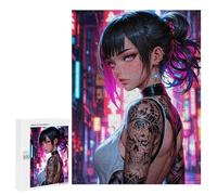 500 PCS Teenagers Puzzles Beautiful Neon Girl Posing Adult Jigsaw Puzzle Hands-on Game Difficult Challenge for Is Ideal As A Gift 500 PCS