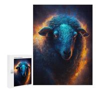 500 PCS Teenagers Puzzles Blue Sheep with Fiery Mane Adult Jigsaw Puzzle Hands-on Game Difficult Challenge for Is Ideal As A Gift 500 PCS