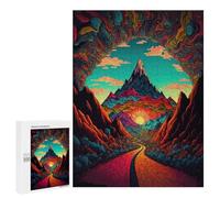 500 PCS Teenagers Puzzles Colorful Mountain Sunset Path -1 Adult Jigsaw Relax Games Difficult Hard Unique Gifts for Birthday And Christmas 500 PCS
