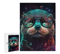 500 PCS Teenagers Puzzles Colorful Otter with Glasses Adult Jigsaw Puzzle Hands-on Game Difficult Challenge for Is Ideal As A Gift 500 PCS