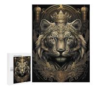 500 PCS Teenagers Puzzles Crown Tiger King Art Deco Jigsaws for Adults Puzzle Difficult Hard Challenging To Complete Challenging Game Toys 500 PCS