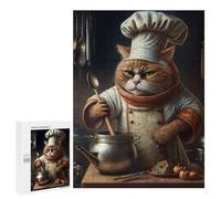 500 PCS Teenagers Puzzles Culinary Cat Chef Adult Jigsaw Relax Games Difficult Hard Unique Gifts for Birthday And Christmas 500 PCS