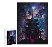500 PCS Teenagers Puzzles Enchanted Pagoda Night Sky -2 Adult Jigsaw Puzzle Hands-on Game Difficult Challenge for Is Ideal As A Gift 500 PCS