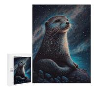 500 PCS Teenagers Puzzles Galactic Otter Gazing Stars Adult Jigsaw Puzzle Hands-on Game Difficult Challenge for Is Ideal As A Gift 500 PCS