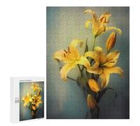 500 PCS Teenagers Puzzles Golden Lily Flower Jigsaws for Adults Puzzle Difficult Hard Challenging To Complete Challenging Game Toys 500 PCS