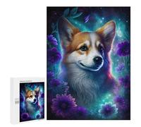 500 PCS Teenagers Puzzles Magical Corgi with Flowers Adult Jigsaw Puzzle Hands-on Game Difficult Challenge for Is Ideal As A Gift 500 PCS