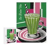 500 PCS Teenagers Puzzles Matcha Latte Drink Adult Jigsaw Puzzle Hands-on Game Difficult Challenge for Is Ideal As A Gift 500 PCS
