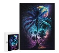 500 PCS Teenagers Puzzles Neon Palm Island Fantasy Jigsaws for Adults Puzzle Difficult Hard Challenging To Complete Challenging Game Toys 500 PCS