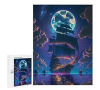 500 PCS Teenagers Puzzles Night Sailing Under The Moon Adult Jigsaw Relax Games Difficult Hard Unique Gifts for Birthday And Christmas 500 PCS