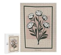 500 PCS Teenagers Puzzles Peony Floral Mid Century Adult Jigsaw Puzzle Hands-on Game Difficult Challenge for Is Ideal As A Gift 500 PCS