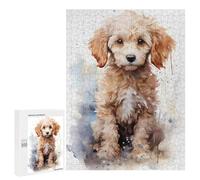 500 PCS Teenagers Puzzles Puppy Poodle in Watercolor Adult Jigsaw Puzzle Hands-on Game Difficult Challenge for Is Ideal As A Gift 500 PCS