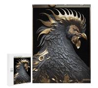 500 PCS Teenagers Puzzles Rooster Golden Art Deco Jigsaws for Adults Puzzle Difficult Hard Challenging To Complete Challenging Game Toys 500 PCS