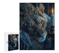 500 PCS Teenagers Puzzles Royal Lioness Crowned Majesty Jigsaws for Adults Puzzle Difficult Hard Challenging To Complete Challenging Game Toys 500 PCS