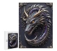 500 PCS Teenagers Puzzles Royal Silver Cyber Dragon Adult Jigsaw Puzzle Hands-on Game Difficult Challenge for Is Ideal As A Gift 500 PCS