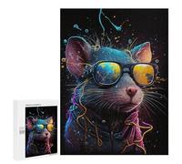 500 PCS Teenagers Puzzles Stylish Rat with Sunglasses Jigsaw for Teenagerss Improve Memory Every Piece Is Unique - Unique Birthday And Gifts 500 PCS
