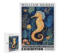 500 PCS Teenagers Puzzles William Morris Seahorse Floral Exhibition Jigsaws for Adults Puzzle Difficult Hard Challenging To Complete Challenging Game Toys 500 PCS