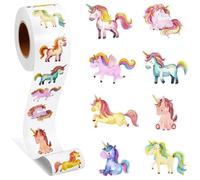 500 Pcs Unicorn Stickers Roll, 1" Cute Pony Reward Stickers, Self-Adhesive | Cartoon Horse Animal Stickers, Scrapbook Water Bottle Party Favors Decor, for Kids Children Nursery Toddlers DIY Crafts