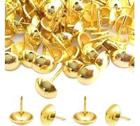 500 Pcs Upholstery Tacks, Gold Decorative Thumb Tacks, Furniture Push Nail Pins, Antique Push Studs, Drawing Picture Chairs Carpet Nails Pins Studs(11 * 17mm)