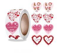 500 Pcs Valentines Day Stickers - Valentines Heart Stickers Decorations for Valentines Day, Self Adhesive Valentines Day Gift Stickers Roll for DIY Crafts Cards Packaging Envelop Present Box Decor