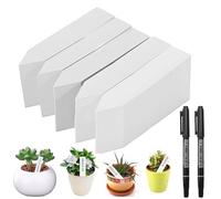 500 Pcs White Plastic Plant Labels, Waterproof Garden Tags for Outdoor | Plastic Plant Labels with 2 Black Markers for Seedlings, Herbs, Potted Vegetables & Flowers