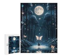 500 PCS Woode Puzzles for Aldult, Personalized Wooden Puzzles for Family Games, Funny Black Light Fantasy Forest Jigsaw Puzzle with Box for Gift, Lightweight Puzzle Piece for Beginner