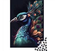 500 Peacock Colorful Jigsaw Puzzles for Adults Teenager & Wooden Puzzles Family Games 500pcs (52x38cm)