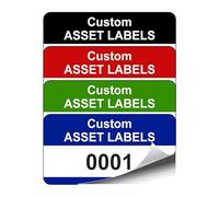 500 Personalised Custom Asset Tag Labels - 38mm x 20mm Permanent Synthetic PP Labels - Simply Choose a Colour, Add Text and Identify Numbers Required (P/NO. CALN1)