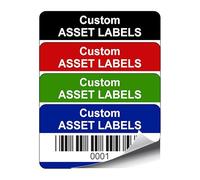 500 Personalised Custom Barcode Asset Tag Labels - 38mm x 20mm Permanent Synthetic PP Labels - Simply Choose a Colour, Add Text and Identify Numbers Required (P/NO. CALB1)