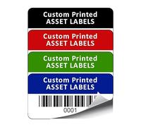 500 Personalised Custom Barcode Asset Tag Labels - 50mm x 25mm Permanent Synthetic PP Labels - Simply Choose a Colour, Add Text and Identify Numbers Required (P/NO. CALB4)