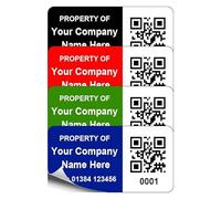 500 Personalised Custom QR Code Asset Inventory Labels - 38mm x 20mm Permanent Synthetic PP Labels - Simply Choose a Colour, Add Information and Identify Numbers Required (P/NO. CQRAL11)